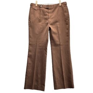 Vintage the Knack Dress Slacks Mens 39x32* Buckle Brown Flare 70's Career Formal